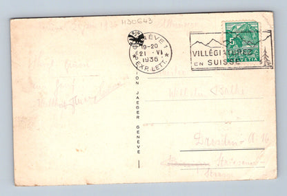 Pohlednice Švýcarsko Ženeva Palác národů a Mont-Blanc 1936 (M30643)