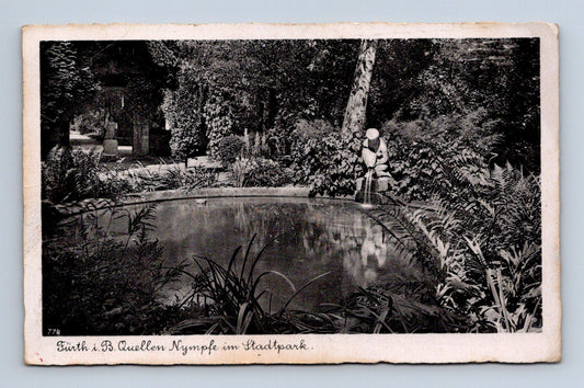 Pohlednice Německo Fürth pramen Nymfy Stadtpark 1943 (M30645)