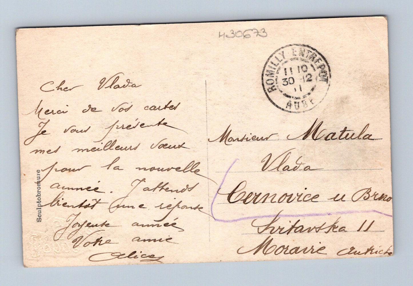 Pohlednice Francie Novoroční motiv s postavami 1930 (M30673)