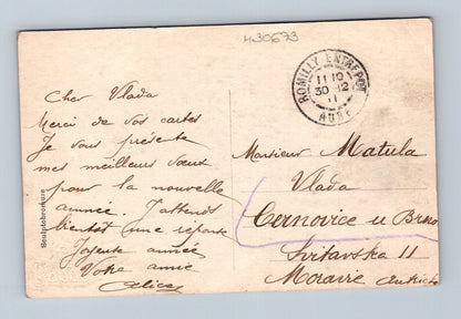Pohlednice Francie Novoroční motiv s postavami 1930 (M30673)
