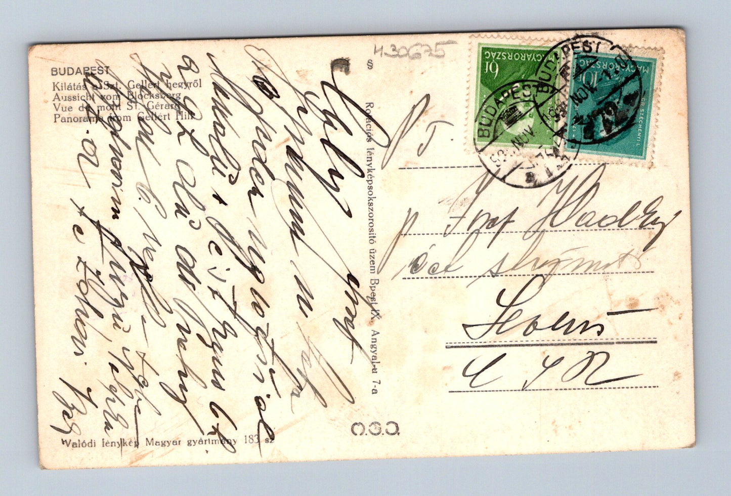 Pohlednice Maďarsko Budapešť most Gellértův vrch 1940 (M30675)