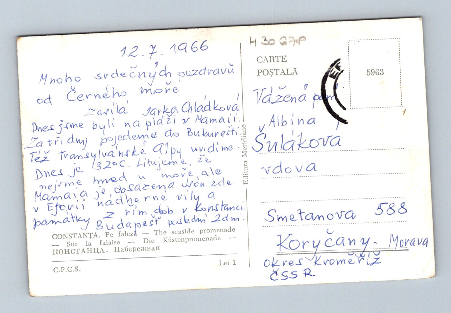 Pohlednice Rumunsko Constanța promenáda 1966 (M30678)