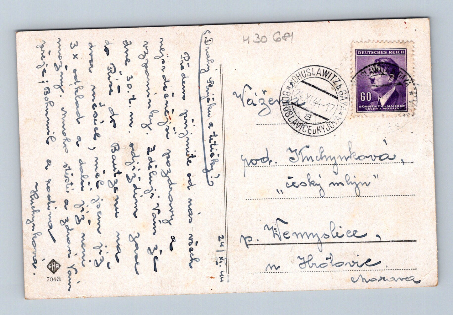 Pohlednice zimní krajina stromy sníh 1944 (M30681)