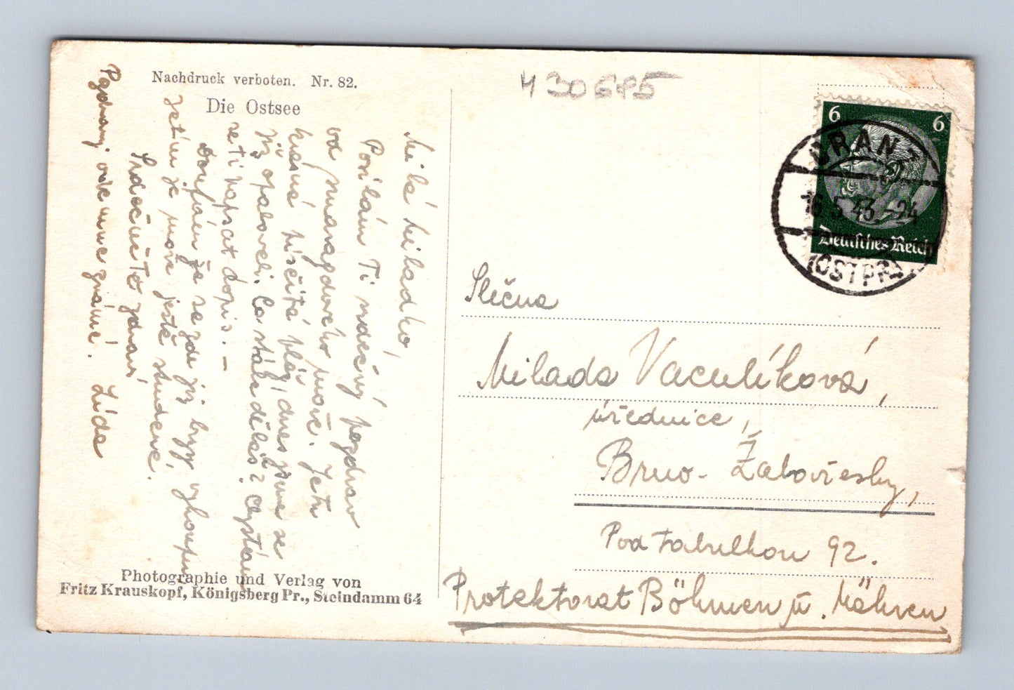 Pohlednice Německo Baltské moře těžké vlny 1943 (M30685)