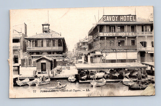Pohlednice Egypt Port Said ulice s Savoy Hotelem (M30705)