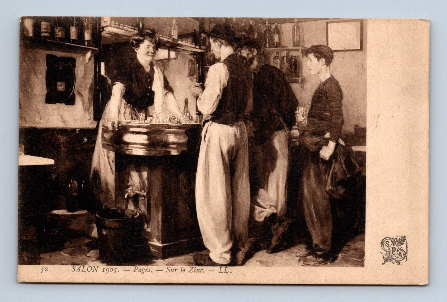 Pohlednice Francie barová scéna 1905 (M30719)
