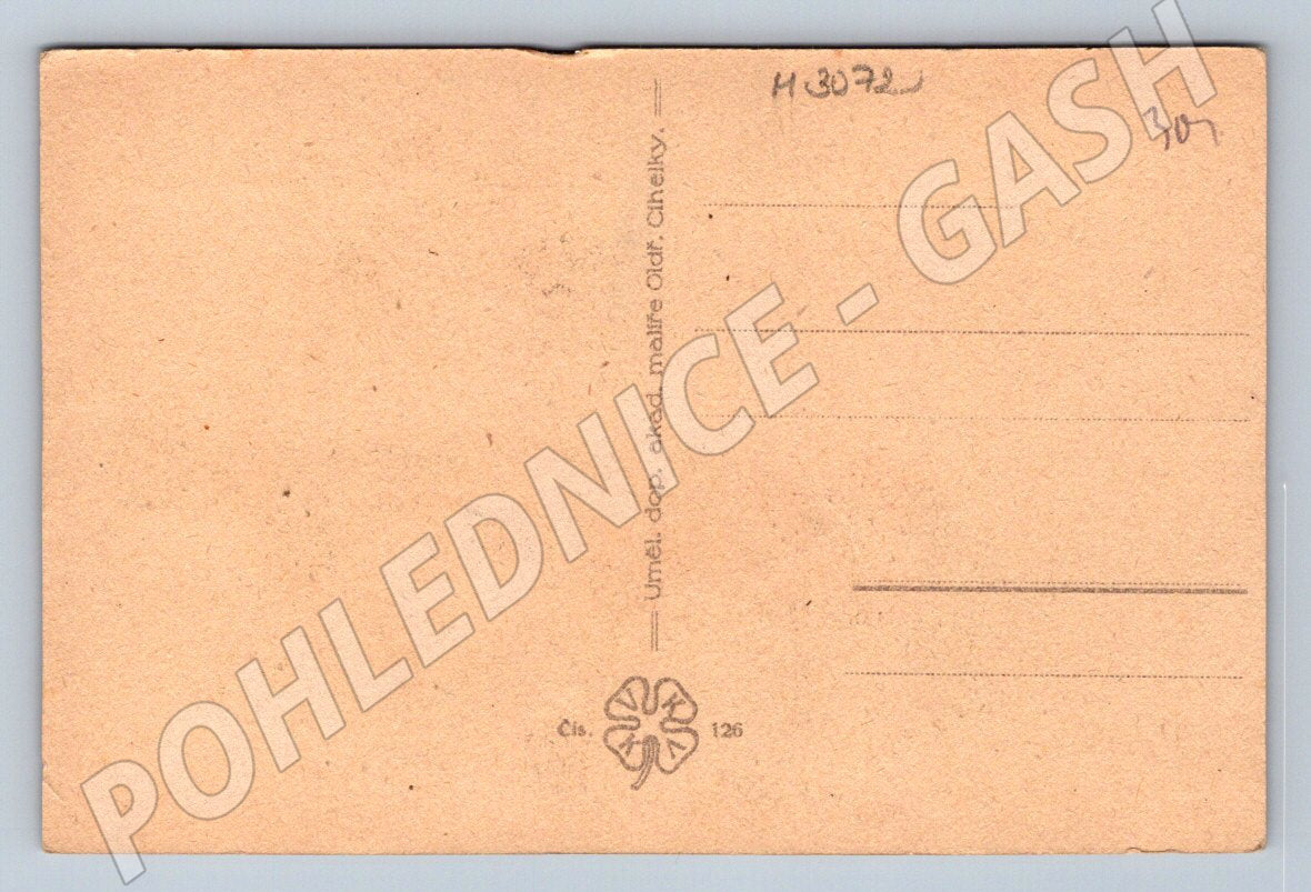 Postcard folk motif handmade text ethnography (M3072)