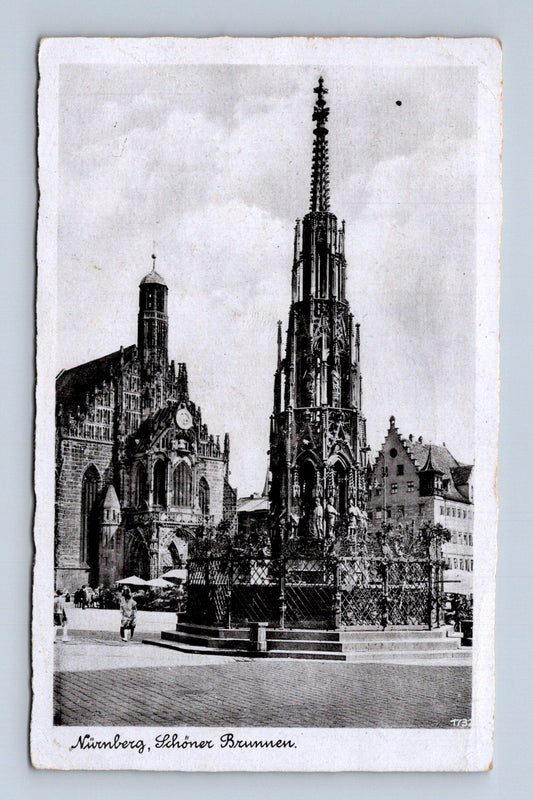 Pohlednice Německo Norimberk Schöner Brunnen 1943 (M30724)