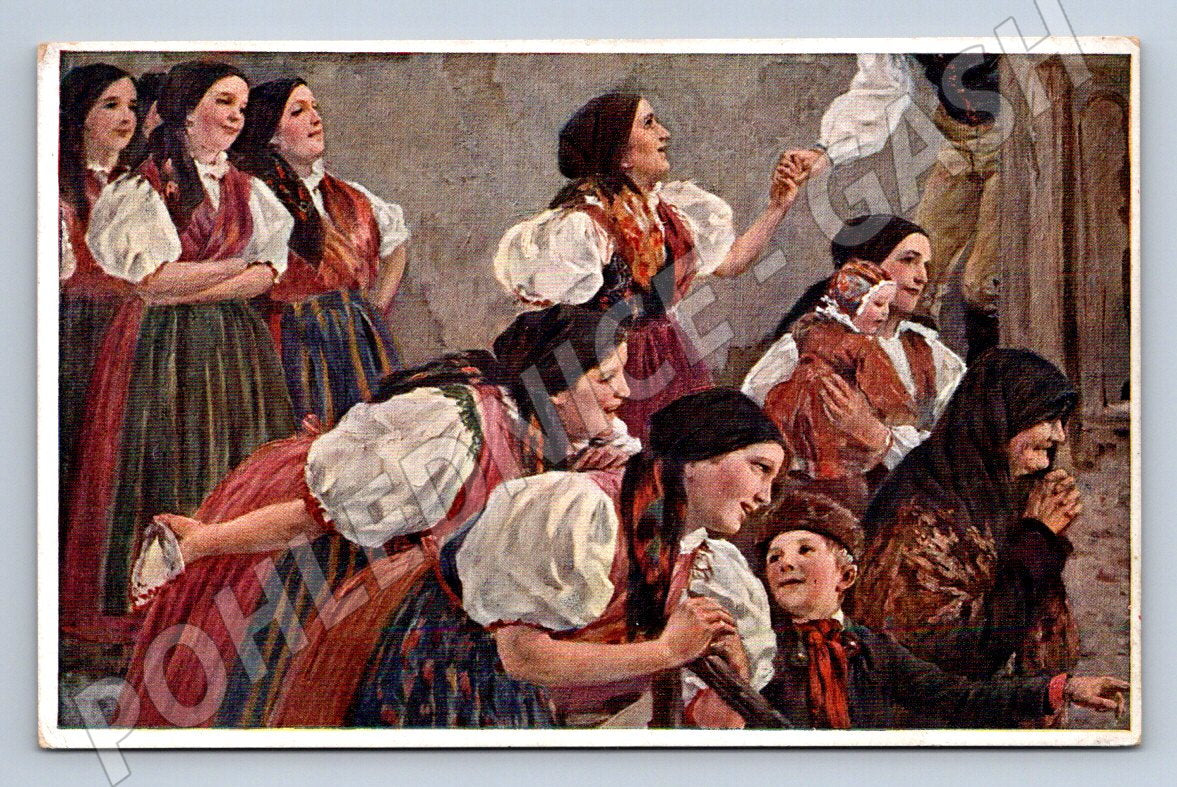 Postcard Jaroslav Špillar Chodska girls Poštěkov (M3073)
