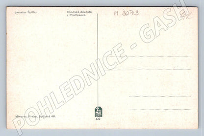 Postcard Jaroslav Špillar Chodska girls Poštěkov (M3073)