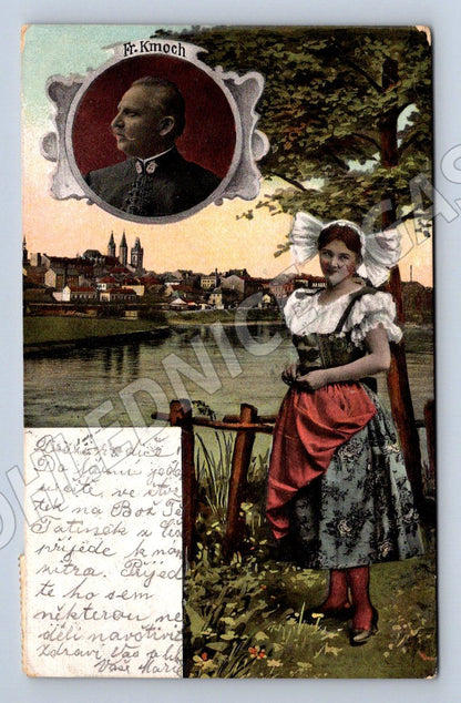 Postcard František Kmoch portrait folk motif (M3075)