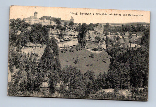 Pohlednice Německo Hohnstein zámek a Bärengarten 1932 (M30773)