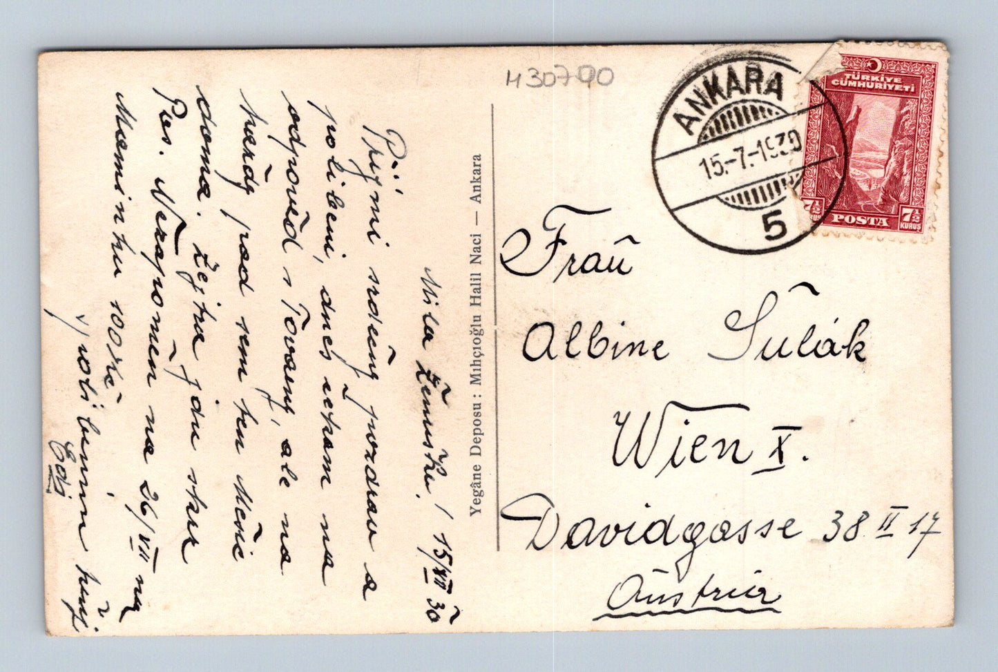 Pohlednice Turecko Ankara venkovská scéna zvířata 1929 (M30790)