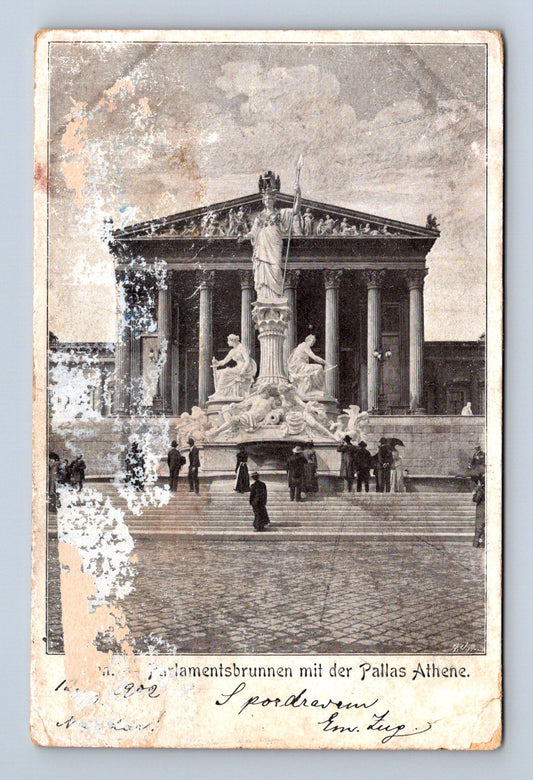 Pohlednice Rakousko Vídeň Parlament a Pallas Athéna 1913 (M30792)