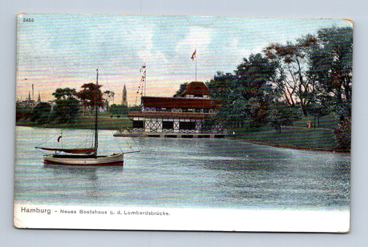 Pohlednice Německo Hamburg Boathaus Lombardsbrücke 1912 (M30818)