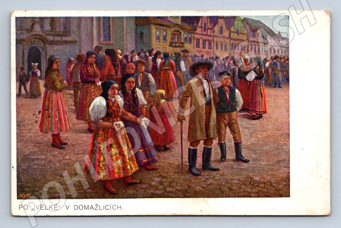 Postcard Velka u Domažlice folk costumes (M3082)