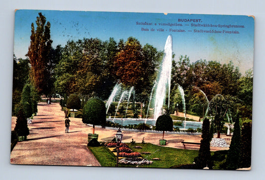 Pohlednice Madarsko Budapešť Városliget fontána 1915 (M30822)