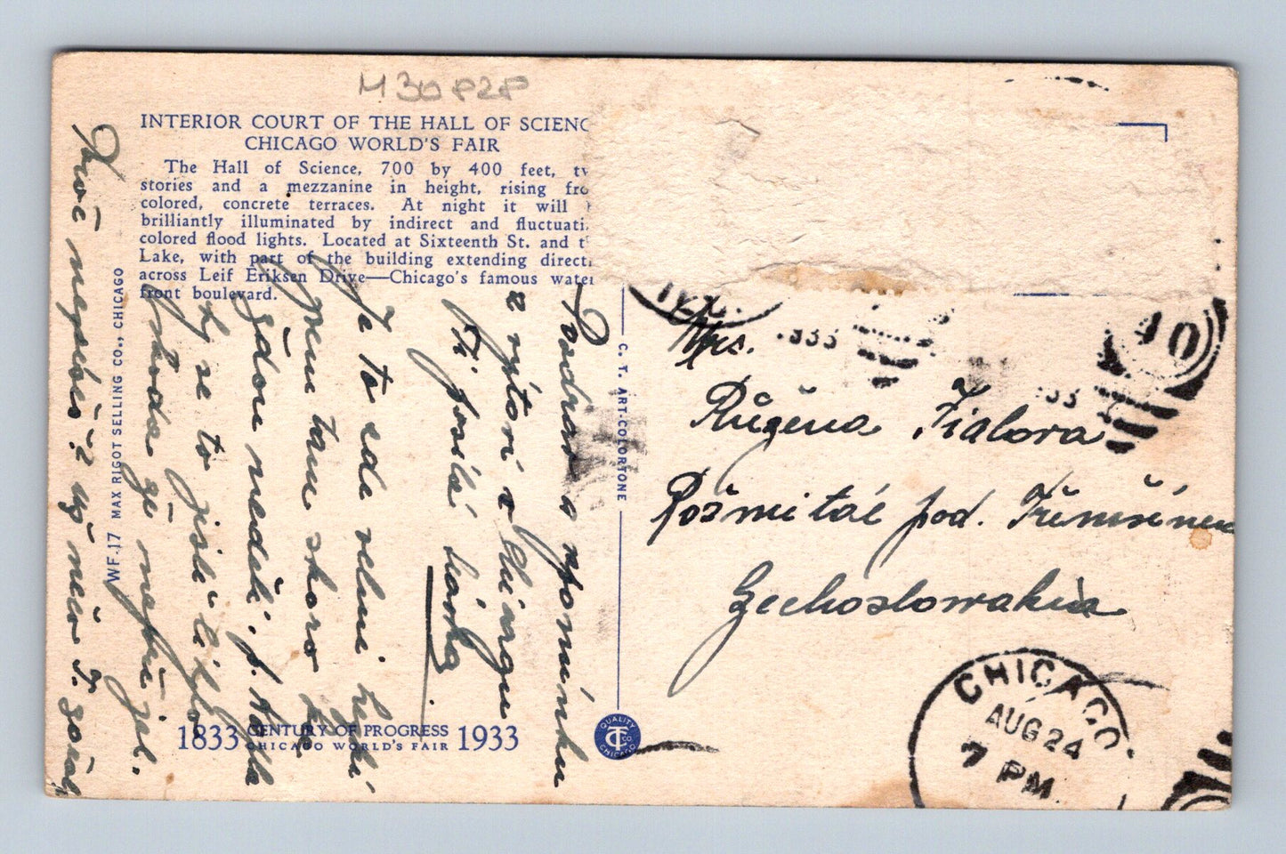 Pohlednice USA Chicago Worlds Fair Hall of Science 1933 (M30828)