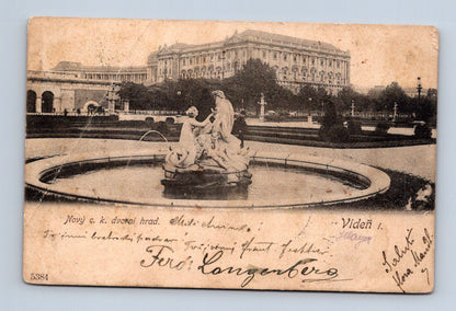 Pohlednice Rakousko Vídeň Hofburg a fontána 1905 (M30830)