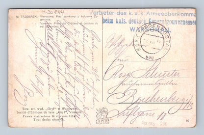 Polsko Varšava Hradní náměstí a Zikmundův sloup 1914 (M30844)
