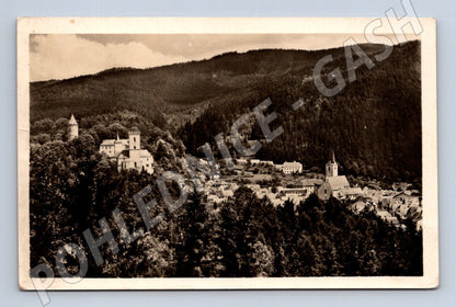 Pohlednice Rožmberk nad Vltavou hrad a město 1945 (M30856)