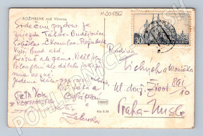 Pohlednice Rožmberk nad Vltavou hrad a město 1945 (M30856)