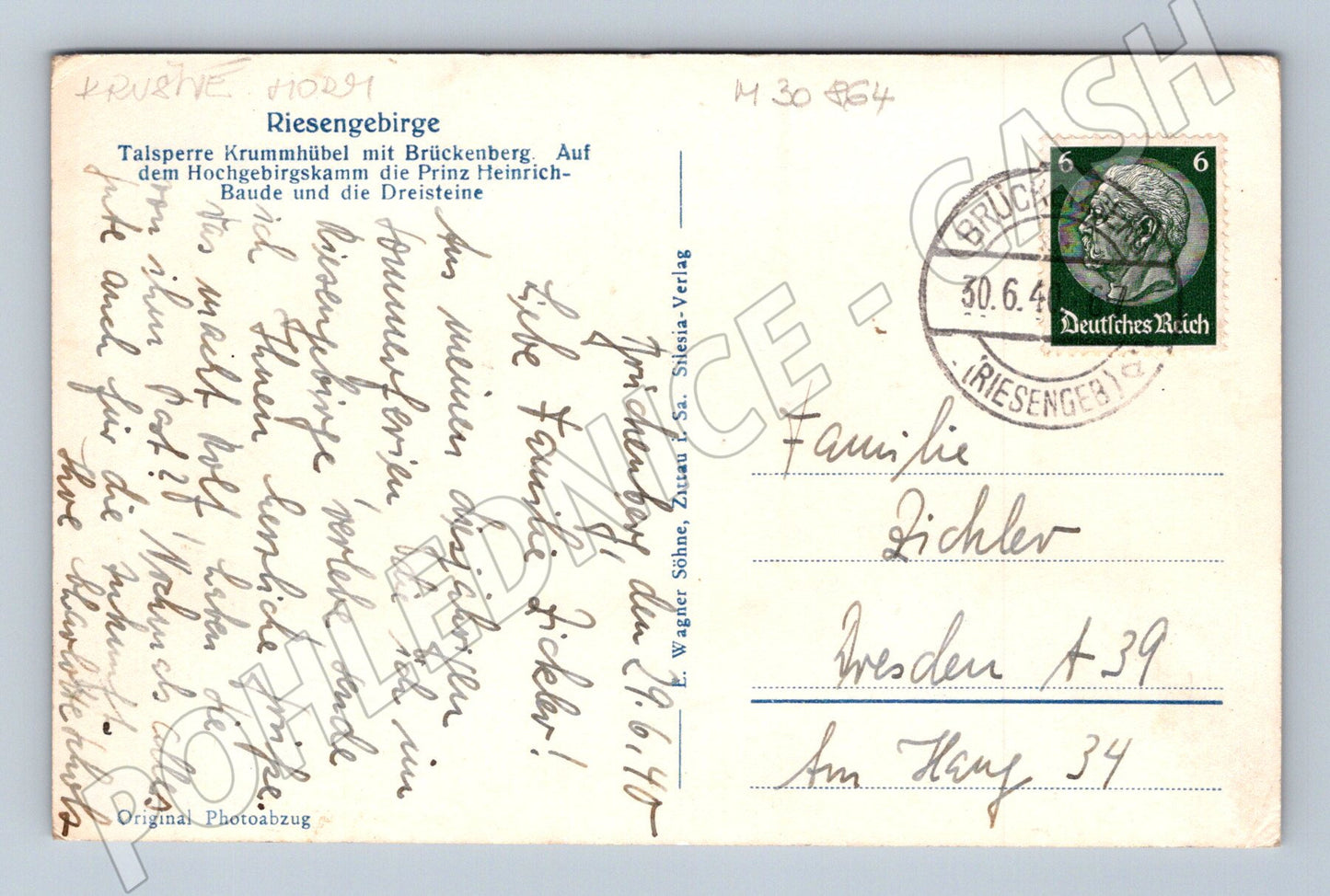 Pohlednice Německo Krummhübel Brückenberg 1940 (M30864)