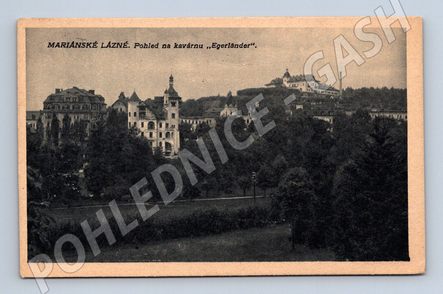 Pohlednice Mariánské Lázně kavárna Egerländer 1929 (M30868)