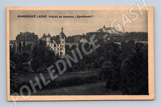 Pohlednice Mariánské Lázně kavárna Egerländer 1929 (M30868)