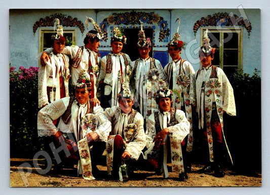 Postcard Podluží young men in festive costumes (M3087)