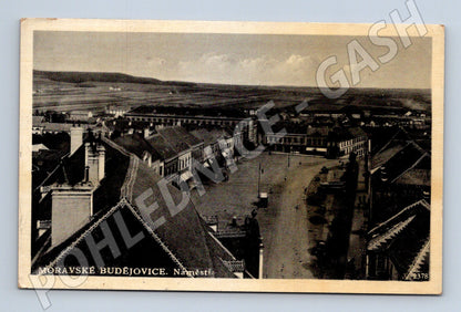 Pohlednice Moravské Budějovice Náměstí 1938 (M30872)