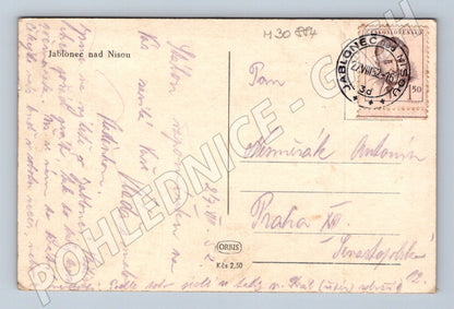 Pohlednice Jablonec nad Nisou celkový pohled 1952 (M30884)