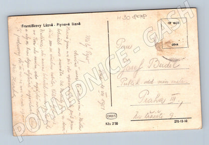 Pohlednice Františkovy Lázně Plynove lázně 1957 (M30898)