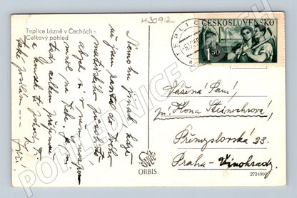 Pohlednice Teplice Lázně celkový pohled 1948 (M30912)