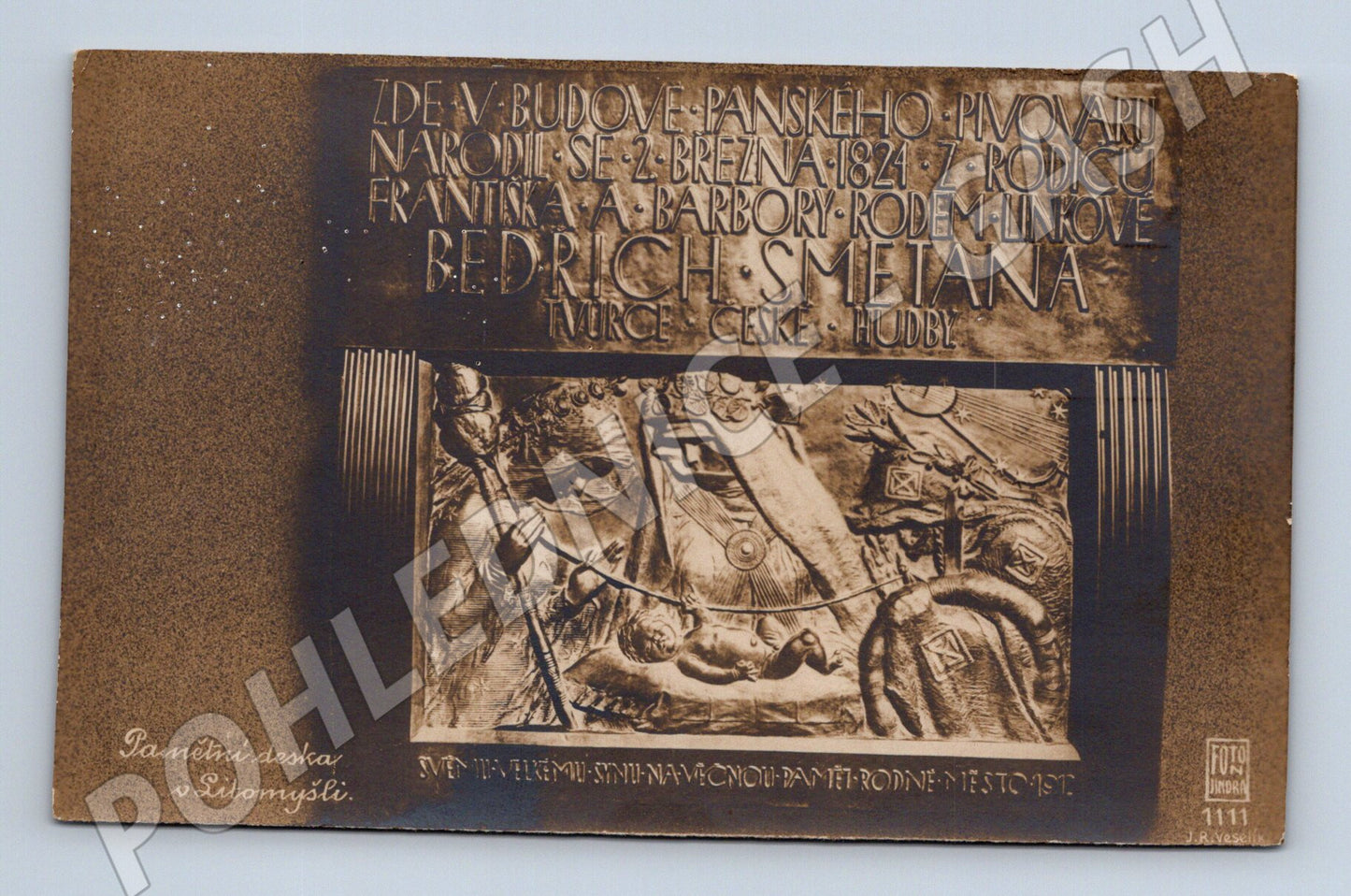 Pohlednice Litomyšl pamětní deska B. Smetana (M30913)