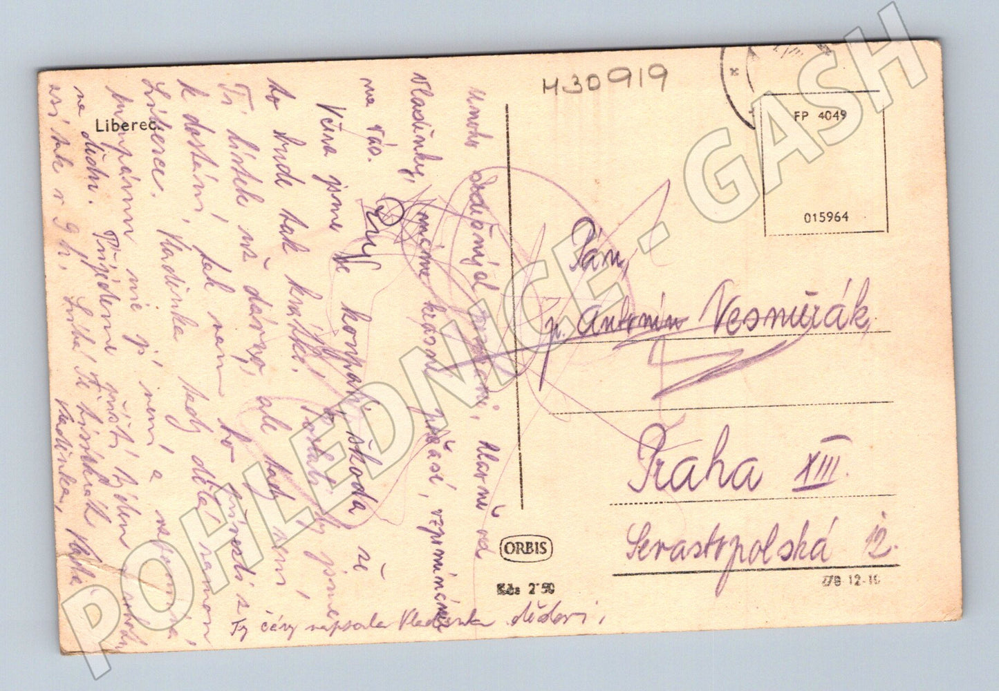Pohlednice Liberec radnice a městská zástavba (M30919)