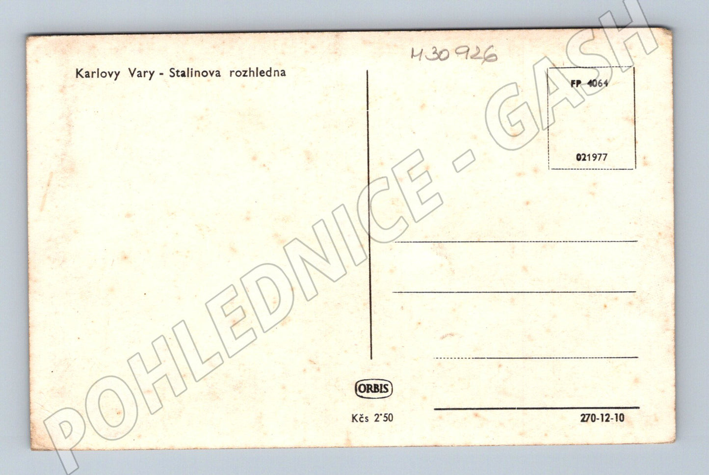 Pohlednice Karlovy Vary Stalinova rozhledna (M30926)