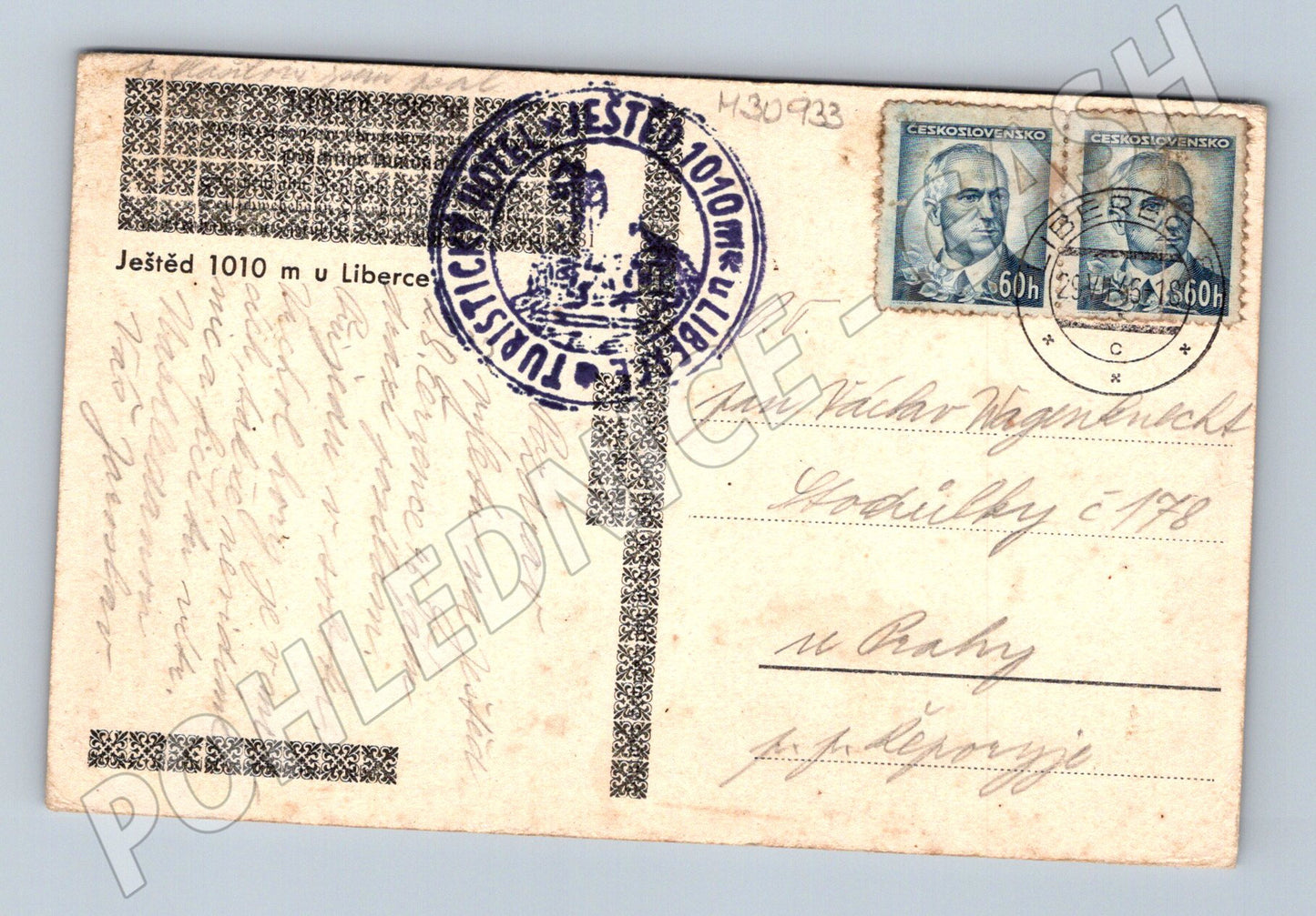 Pohlednice Ještěd lanovka 1933 (M30933)