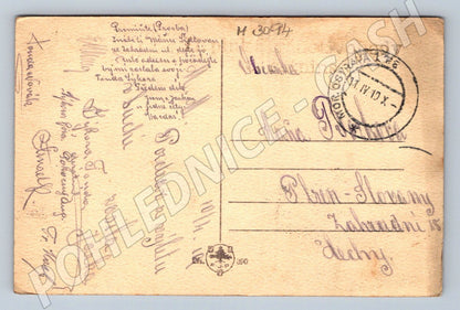 Postcard folk costume music military stamp (M3094)