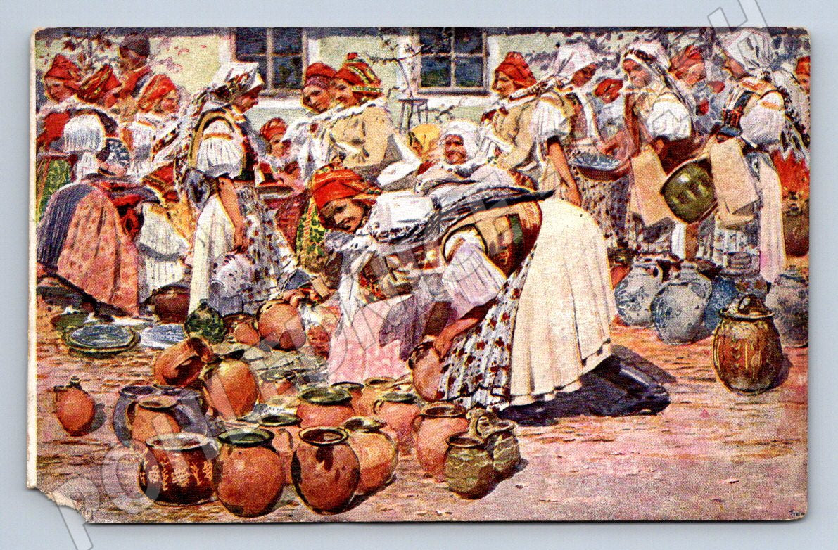 Postcard Joža Uprka, costumes of the 2nd Regiment of the Freedom Guard, signatures (M3097)