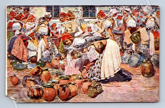 Postcard Joža Uprka, costumes of the 2nd Regiment of the Freedom Guard, signatures (M3097)