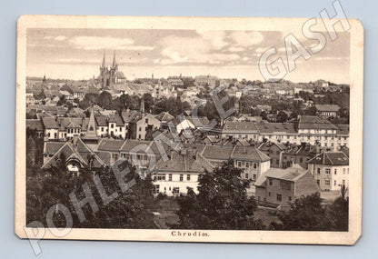 Pohlednice Chrudim panorama města kostel 1930s (M30973)