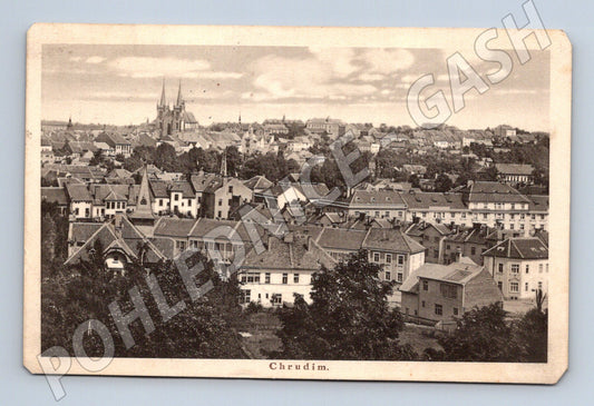 Pohlednice Chrudim panorama města kostel 1930s (M30973)