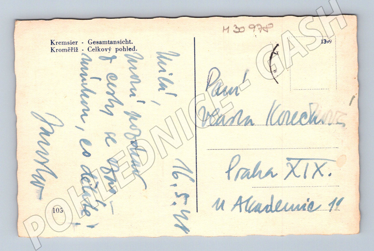Pohlednice Kroměříž celkový pohled 1941 (M30978)