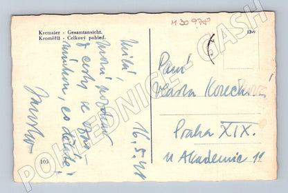 Pohlednice Kroměříž celkový pohled 1941 (M30978)
