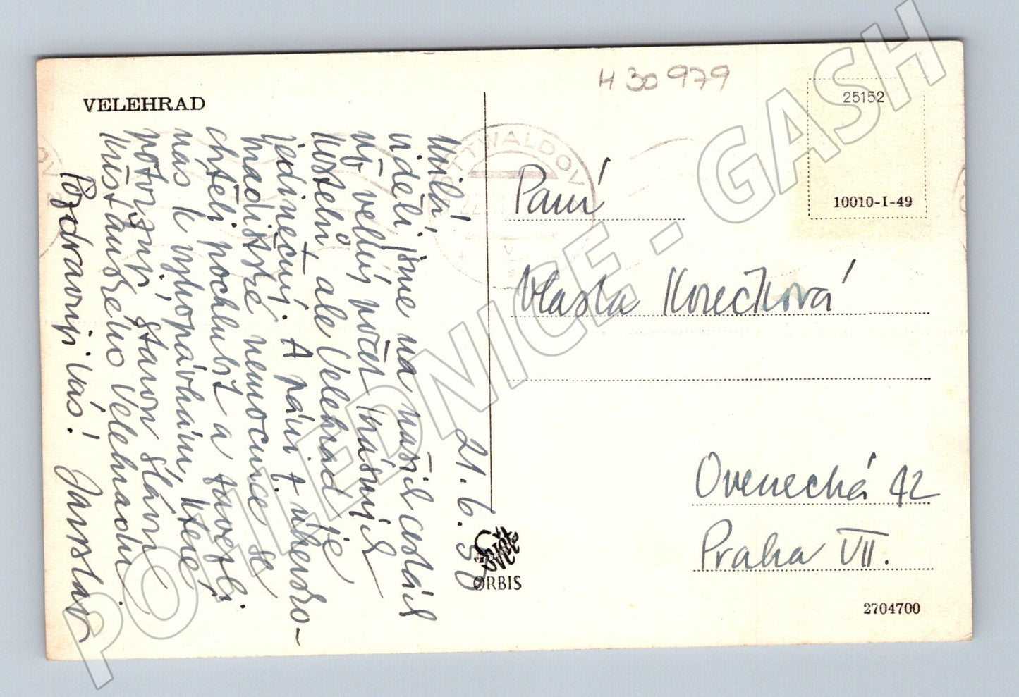 Pohlednice Velehrad klášter 1938 (M30979)