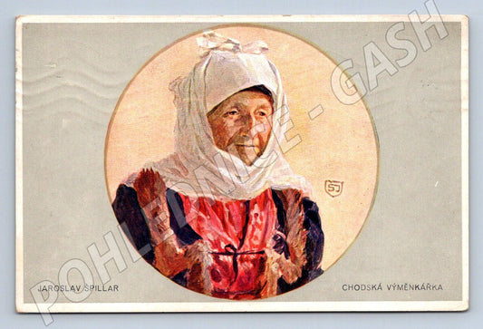 Postcard Jaroslav Špillar Chodská výmenkářář 1910 (M3099)