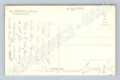 Pohlednice Hostýn vnitřek chrámu 1933 (M30999)