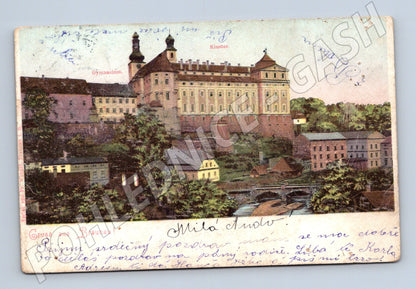 Pohlednice Broumov klášter a gymnázium 1913 (M31011)