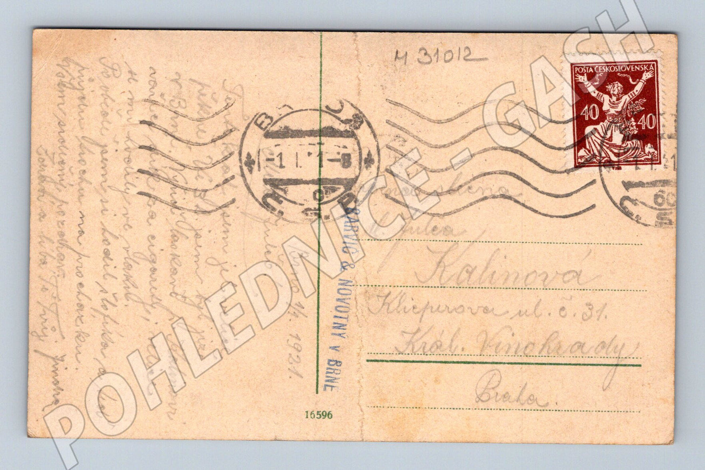Pohlednice Brno Vily v Písárkách 1921 (M31012)